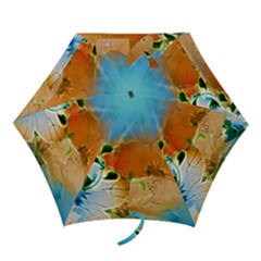 Wonderful Flowers In Colorful And Glowing Lines Mini Folding Umbrellas