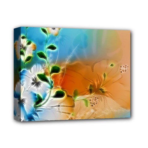 Wonderful Flowers In Colorful And Glowing Lines Deluxe Canvas 14  X 11 