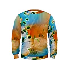 Wonderful Flowers In Colorful And Glowing Lines Boys  Sweatshirts