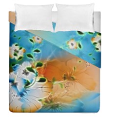 Wonderful Flowers In Colorful And Glowing Lines Duvet Cover (full/queen Size)