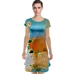 Wonderful Flowers In Colorful And Glowing Lines Cap Sleeve Nightdresses by FantasyWorld7