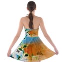 Wonderful Flowers In Colorful And Glowing Lines Strapless Bra Top Dress View2