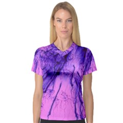 Special Fireworks Pink,blue Women s V-neck Sport Mesh Tee