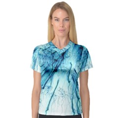 Special Fireworks, Aqua Women s V-neck Sport Mesh Tee