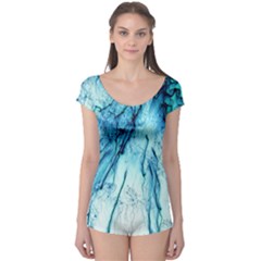 Special Fireworks, Aqua Short Sleeve Leotard