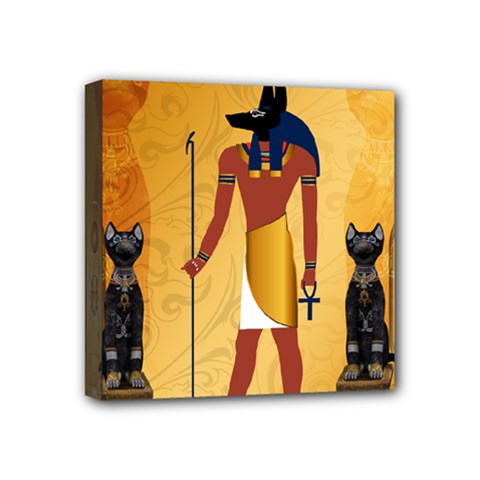 Anubis, Ancient Egyptian God Of The Dead Rituals  Mini Canvas 4  X 4  by FantasyWorld7