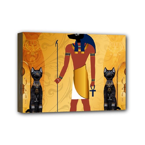 Anubis, Ancient Egyptian God Of The Dead Rituals  Mini Canvas 7  X 5 