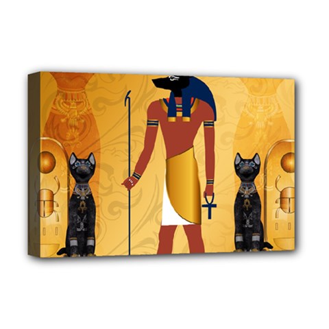 Anubis, Ancient Egyptian God Of The Dead Rituals  Deluxe Canvas 18  X 12  