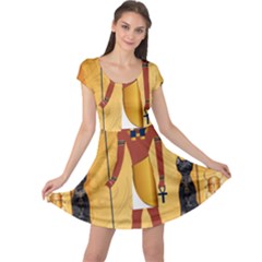 Anubis, Ancient Egyptian God Of The Dead Rituals  Cap Sleeve Dresses by FantasyWorld7