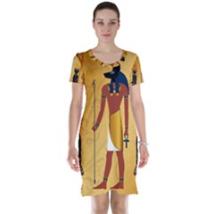 Anubis, Ancient Egyptian God Of The Dead Rituals  Short Sleeve Nightdresses