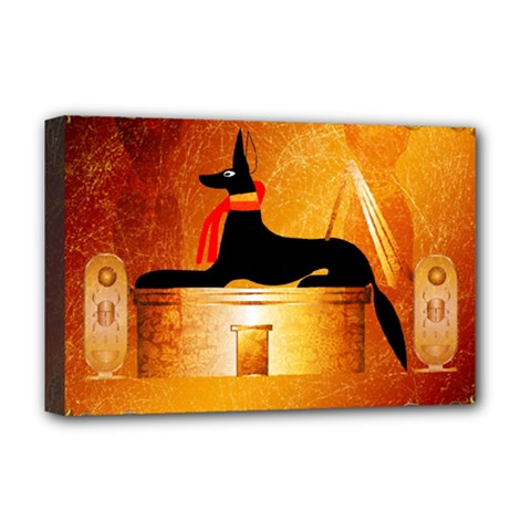 Anubis, Ancient Egyptian God Of The Dead Rituals  Deluxe Canvas 18  X 12  