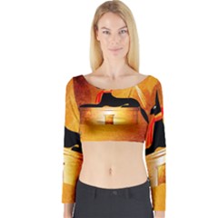 Anubis, Ancient Egyptian God Of The Dead Rituals  Long Sleeve Crop Top