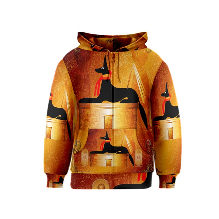 Anubis, Ancient Egyptian God Of The Dead Rituals  Kids Zipper Hoodies