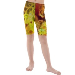 Glowing Colorful Flowers Kid s Swimwear