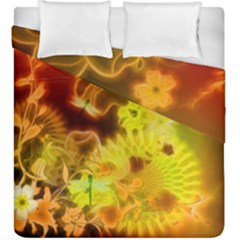 Glowing Colorful Flowers Duvet Cover (king Size)