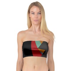 Fractal Design In Red, Soft-turquoise, Camel On Black Women s Bandeau Tops