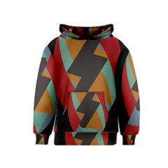 Fractal Design In Red, Soft-turquoise, Camel On Black Kid s Pullover Hoodies by digitaldivadesigns