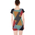 Fractal Design in Red, Soft-Turquoise, Camel on Black Short Sleeve Bodycon Dresses View2