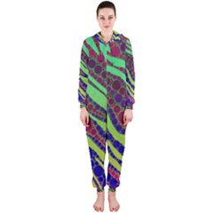 Florescent Zebra Print Pattern  Hooded Jumpsuit (ladies)  by OCDesignss