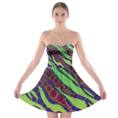 Florescent Zebra Print Pattern  Strapless Bra Top Dress