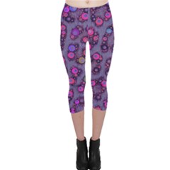 Purple Cheetah Pattern  Capri Leggings