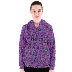 Purple Cheetah Pattern  Women s Zipper Hoodies