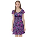 Purple Cheetah Pattern  Short Sleeve Skater Dresses View1