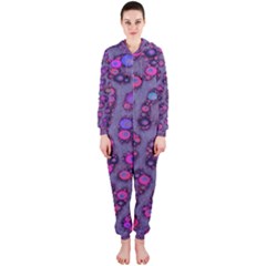 Purple Cheetah Pattern  Hooded Jumpsuit (ladies) 