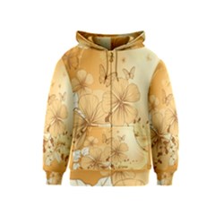 Wonderful Flowers With Butterflies Kids Zipper Hoodies by FantasyWorld7