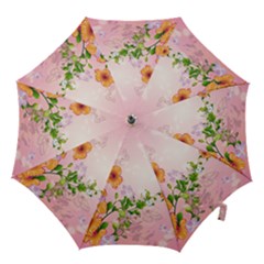 Beautiful Flowers On Soft Pink Background Hook Handle Umbrellas (small)