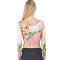 Beautiful Flowers On Soft Pink Background Long Sleeve Crop Top View2