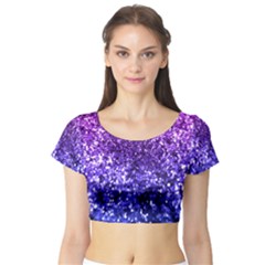 Midnight Glitter Short Sleeve Crop Top