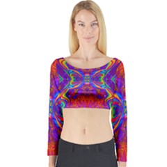 Butterfly Abstract Long Sleeve Crop Top (tight Fit)