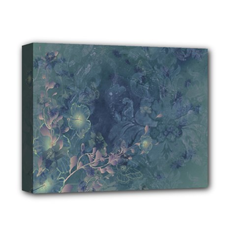 Vintage Floral In Blue Colors Deluxe Canvas 14  X 11 