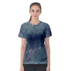 Vintage Floral In Blue Colors Women s Sport Mesh Tees