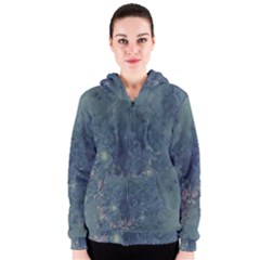 Vintage Floral In Blue Colors Women s Zipper Hoodies