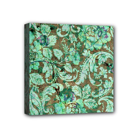 Beautiful Floral Pattern In Green Mini Canvas 4  X 4 