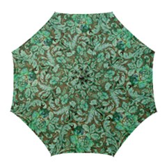 Beautiful Floral Pattern In Green Golf Umbrellas