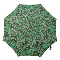 Beautiful Floral Pattern In Green Hook Handle Umbrellas (large)