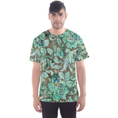 Beautiful Floral Pattern In Green Men s Sport Mesh Tees