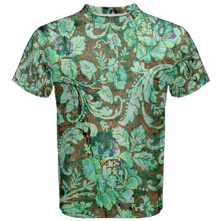 Beautiful Floral Pattern In Green Men s Cotton Tees