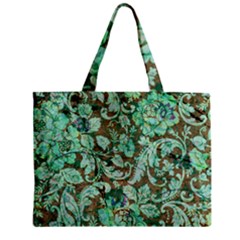 Beautiful Floral Pattern In Green Zipper Tiny Tote Bags