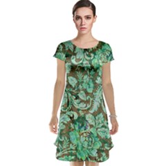 Beautiful Floral Pattern In Green Cap Sleeve Nightdresses