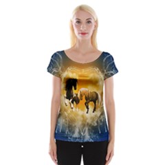 Wonderful Horses Women s Cap Sleeve Top