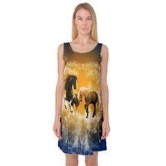 Wonderful Horses Sleeveless Satin Nightdresses by FantasyWorld7