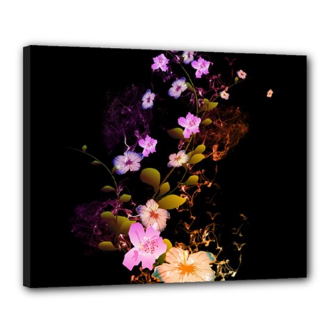 Awesome Flowers With Fire And Flame Canvas 20  X 16 