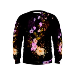 Awesome Flowers With Fire And Flame Boys  Sweatshirts