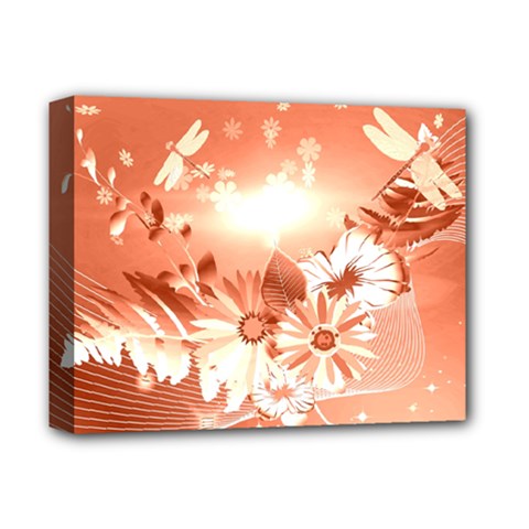 Amazing Flowers With Dragonflies Deluxe Canvas 14  X 11 