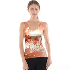 Amazing Flowers With Dragonflies Tank Tops