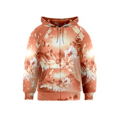 Amazing Flowers With Dragonflies Kids Zipper Hoodies by FantasyWorld7